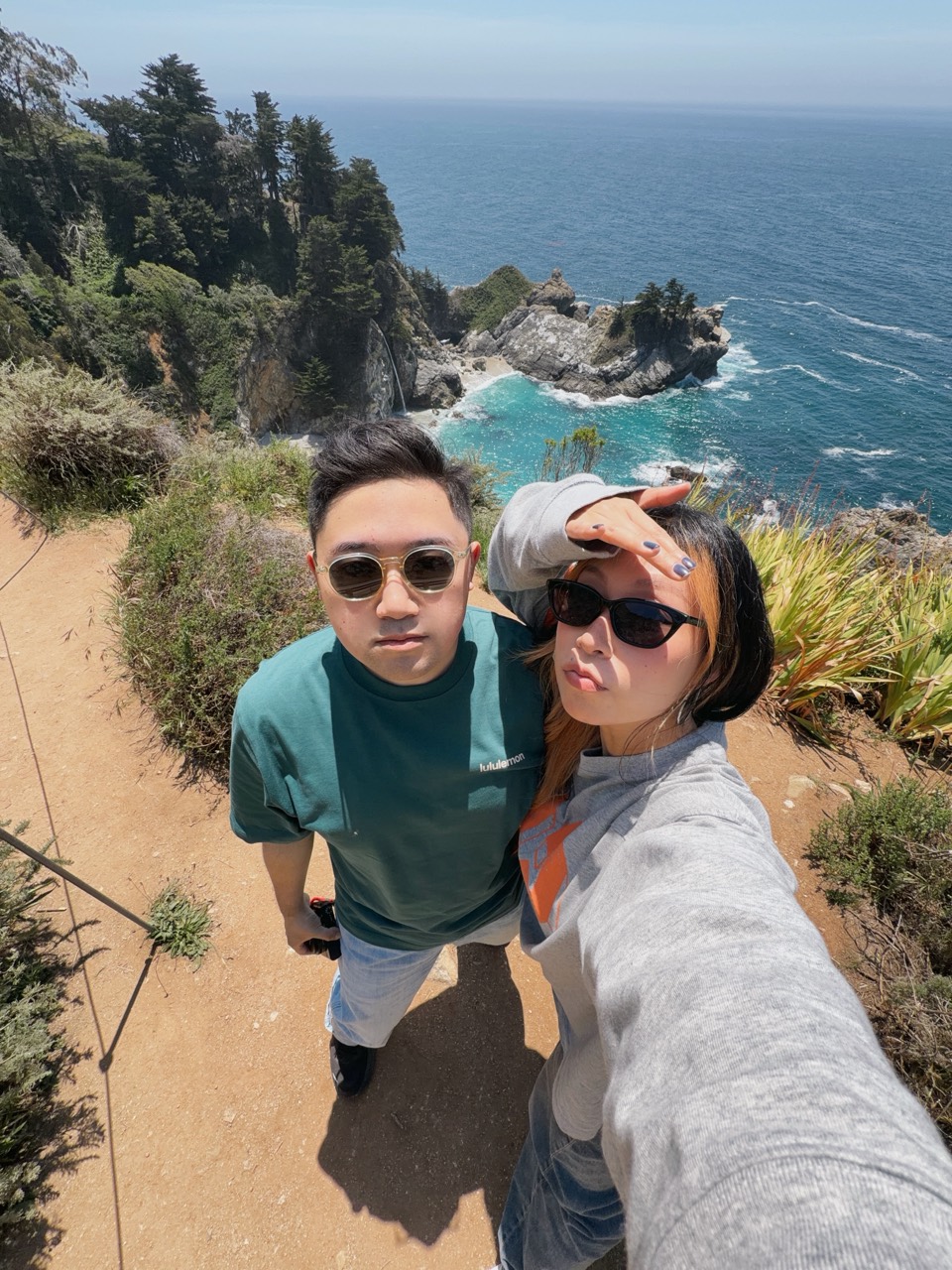 zzx and wws taking a selfie above McWay Falls