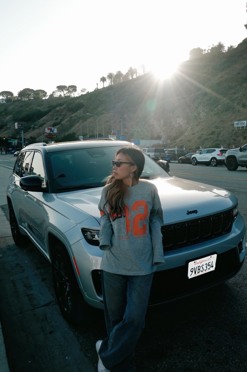 zzx with the road-trip Jeep at sunset